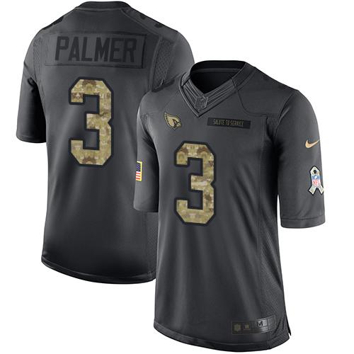 Nike Cardinals #3 Carson Palmer Black Men's Stitched NFL Limited 2016 Salute to Service Jersey